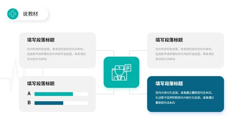 简约风双色流体形状线条护理行业教师说课PPT