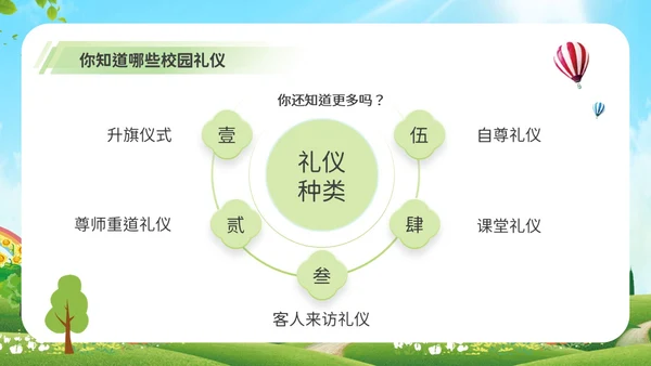 绿色清新卡通插画校园文明礼仪少先队PPT课件