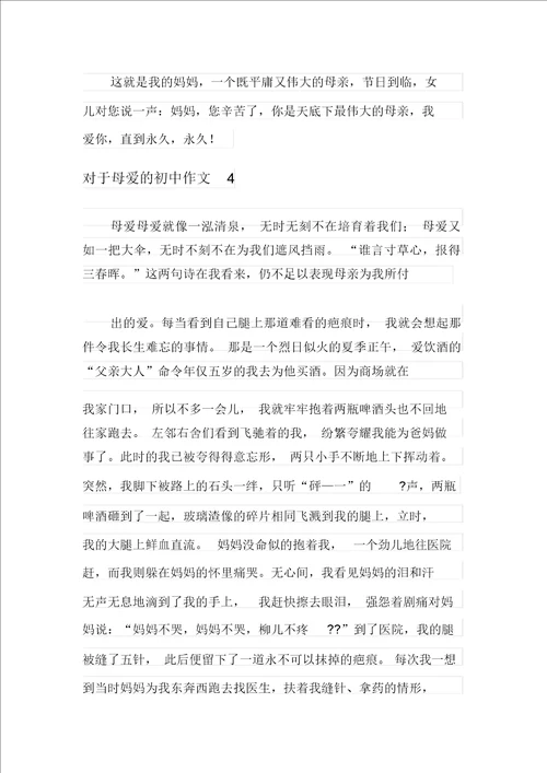 关于母爱的初中作文