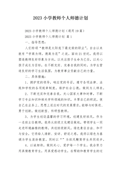 2023小学教师个人师德计划.docx