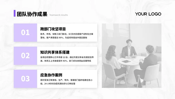 紫色简约商务风汇报总结PPT通用模板
