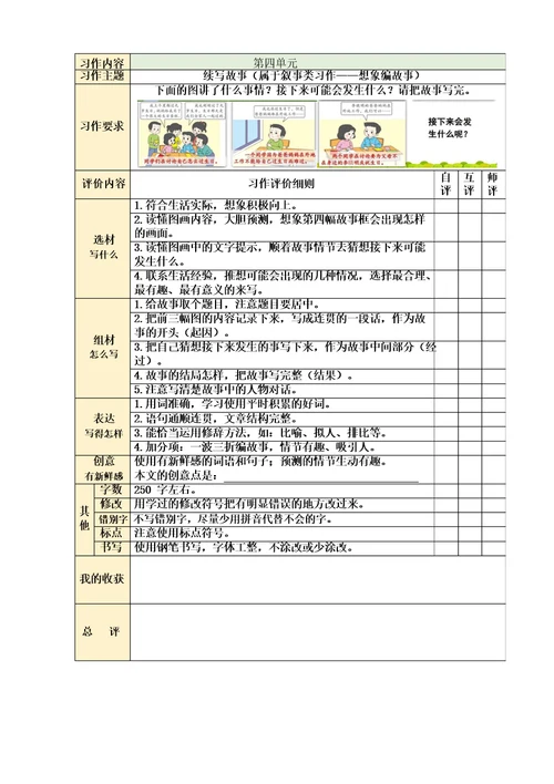 部编版语文三年级上册单元习作评价表汇总