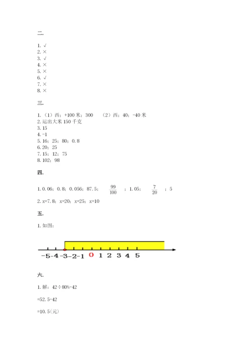 人教版六年级数学小升初试卷含答案【轻巧夺冠】.docx