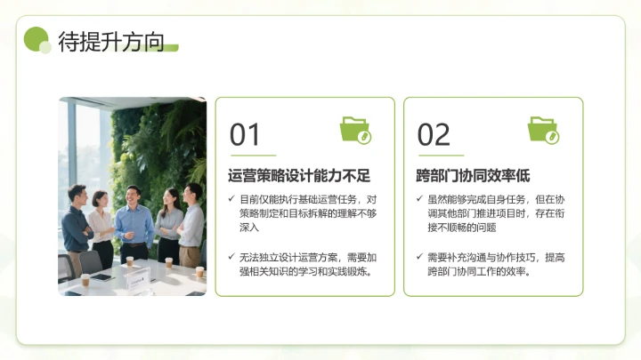 绿色小清新通用版大学生职业生涯发展展示职业生涯规划(运营方向)PPT