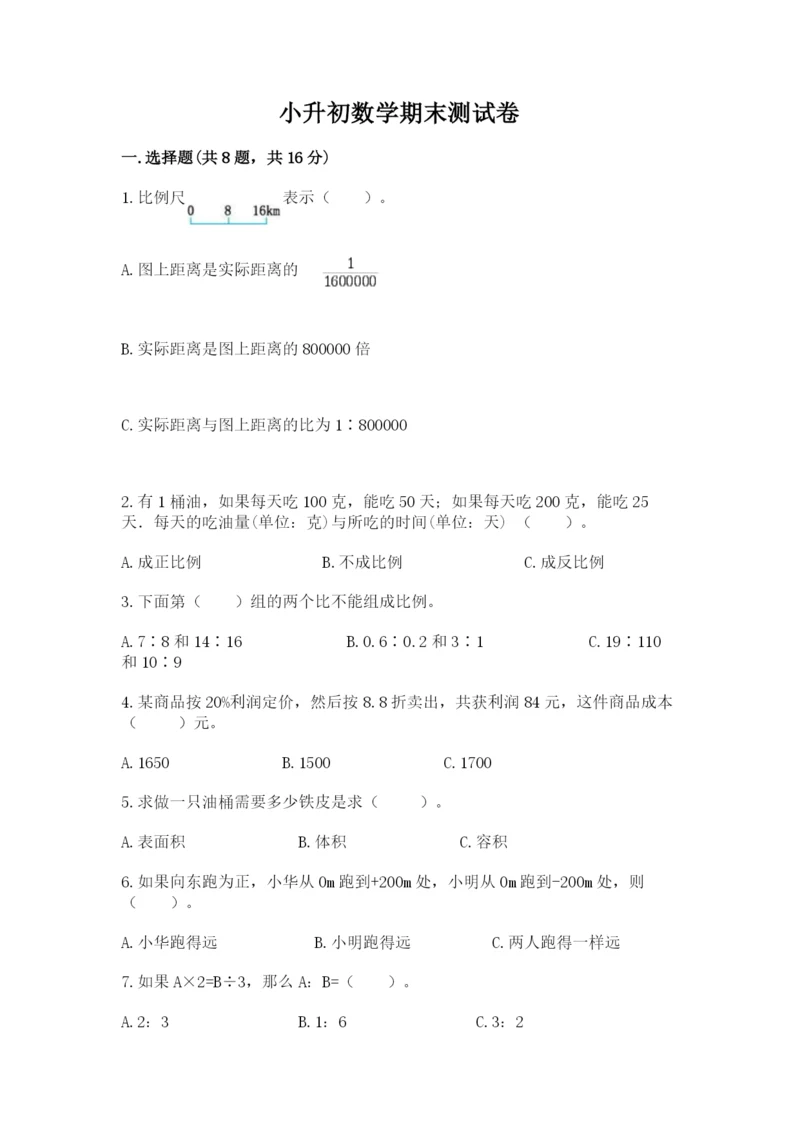 小升初数学期末测试卷精品【实用】.docx