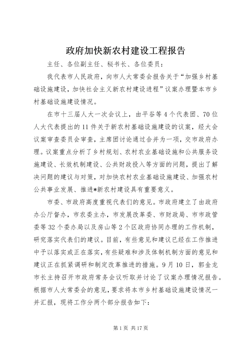 政府加快新农村建设工程报告.docx