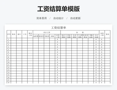 工资结算单模版