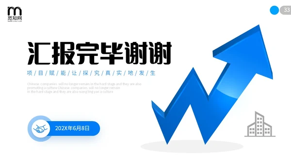 极简蓝色向上箭头微粒体项目复盘报告工作汇报PPT工作总结