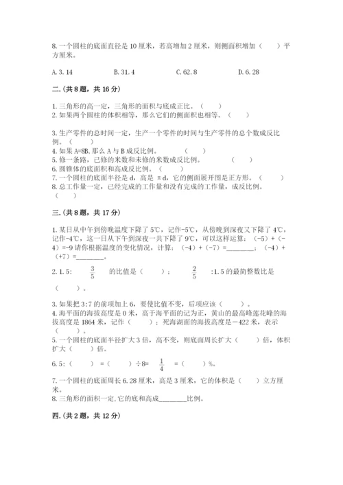 小学数学六年级下册竞赛试题含完整答案（夺冠系列）.docx