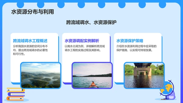 蓝色插画风高中地理课程教学课件PPT模板