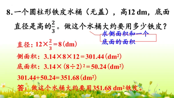 圆柱的表面积（课件）-六年级下册数学人教版(共49张PPT)