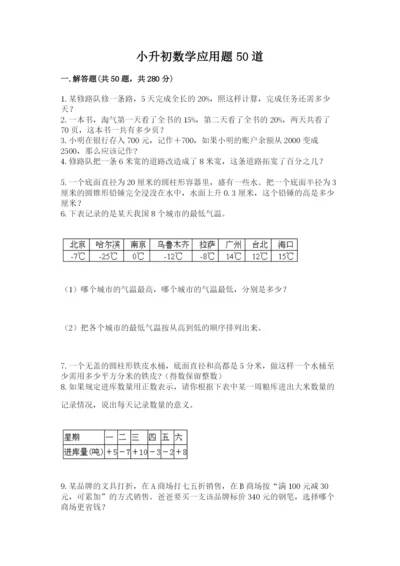 小升初数学应用题50道附参考答案【考试直接用】.docx