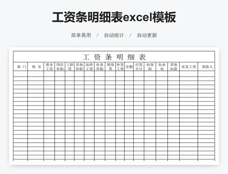工资条明细表excel模板