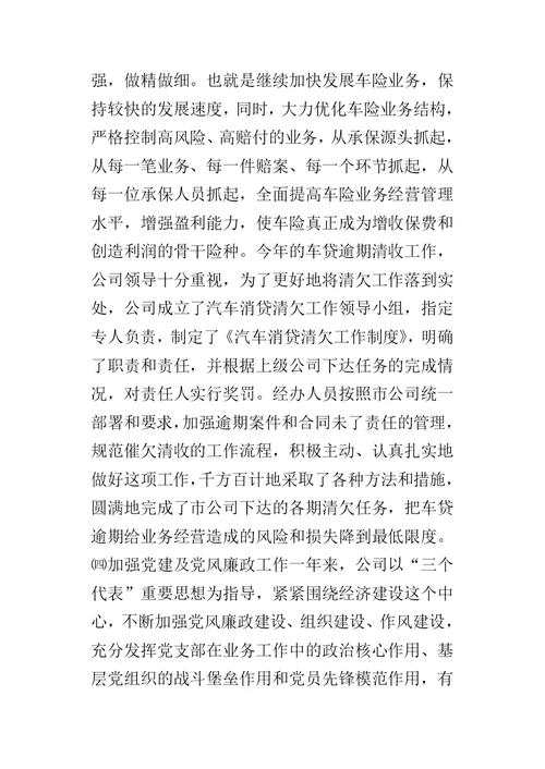 某年度保险股份有限公司保险工作总结