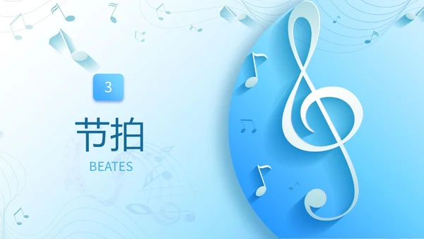 简约浅蓝色音乐课堂的节奏训练音乐PPT课件