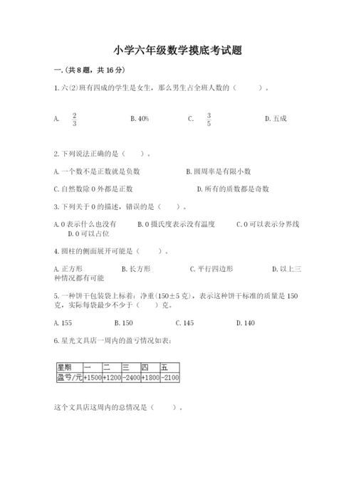 小学六年级数学摸底考试题含完整答案（典优）.docx