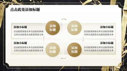 棕色中国风鎏金竹林开学自我介绍PPT模板