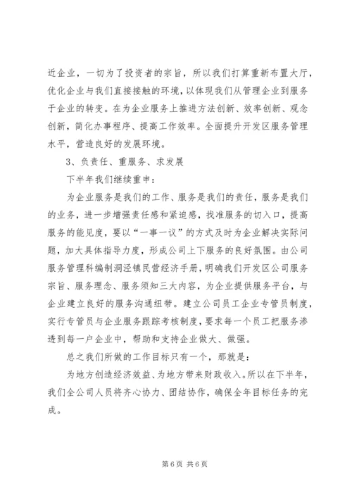 开发区公司上半年工作总结和下半年安排.docx