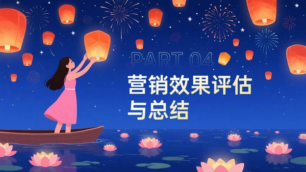 深蓝黄色插画风中元节营销策划PPT模板