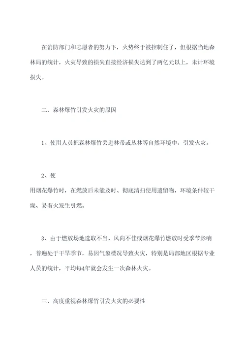 森林爆竹引起火灾案例剖析