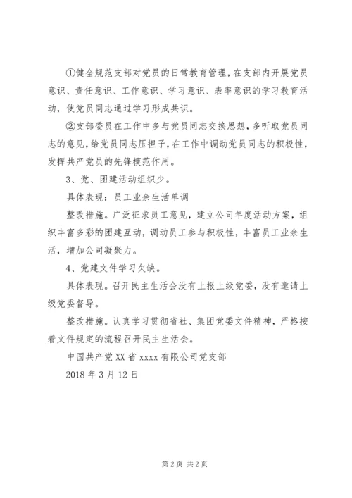 公司党支部民主生活会问题清单和整改清单.docx