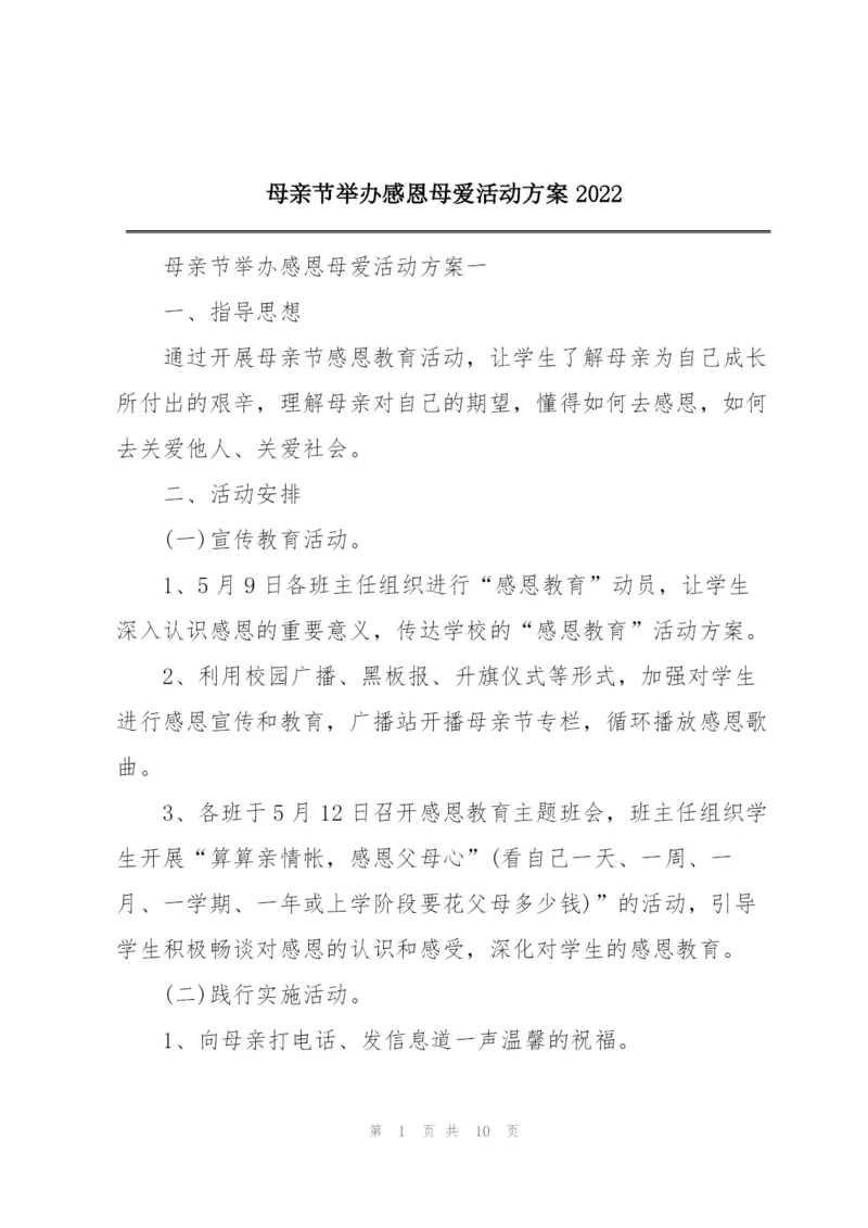 母亲节举办感恩母爱活动方案2022.docx