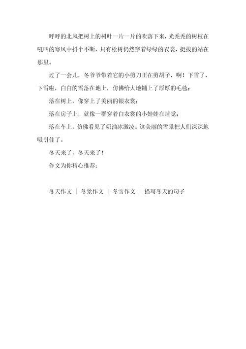 写景作文300字冬天优异作文