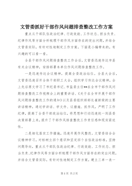 文管委抓好干部作风问题排查整改工作方案.docx