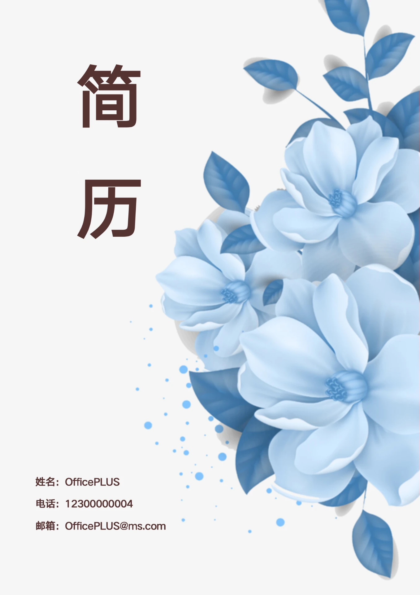 淡雅花卉毕业生软件工程师求职简历