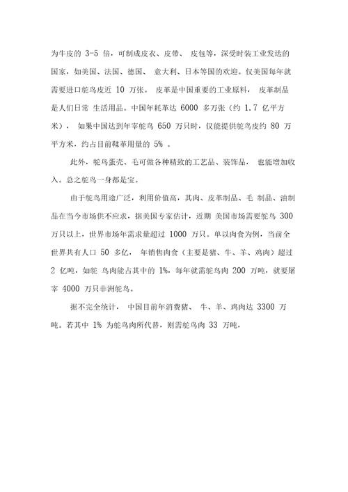鸵鸟养殖可行性研究报告