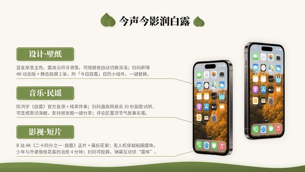 橄榄绿中国风二十四节气之白露节气知识讲座PPT模版