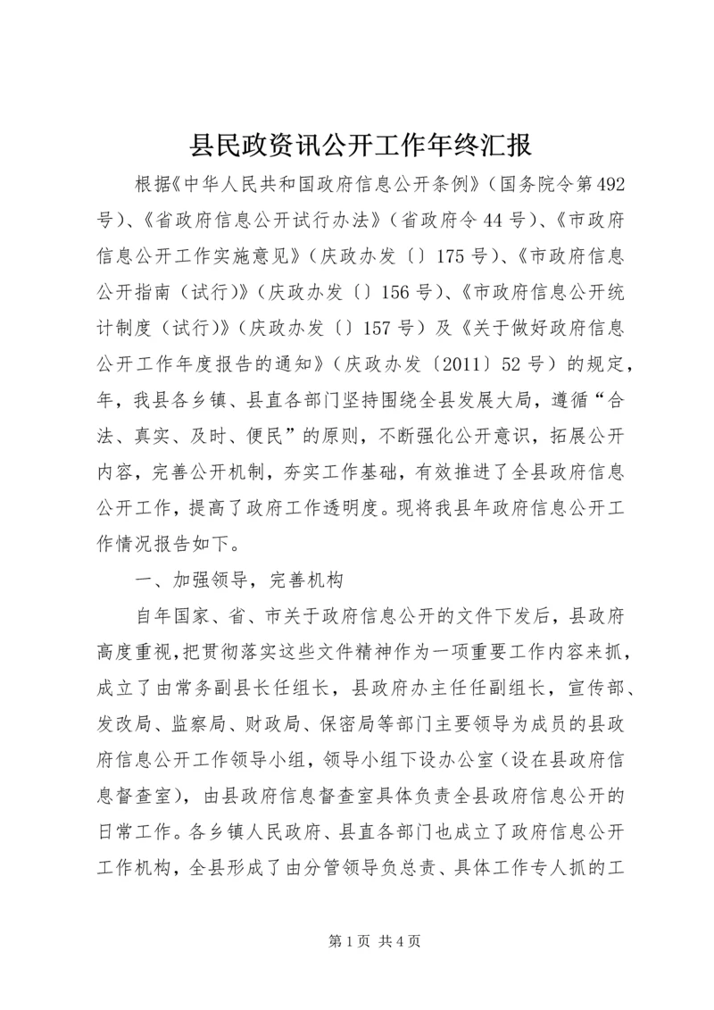 县民政资讯公开工作年终汇报.docx