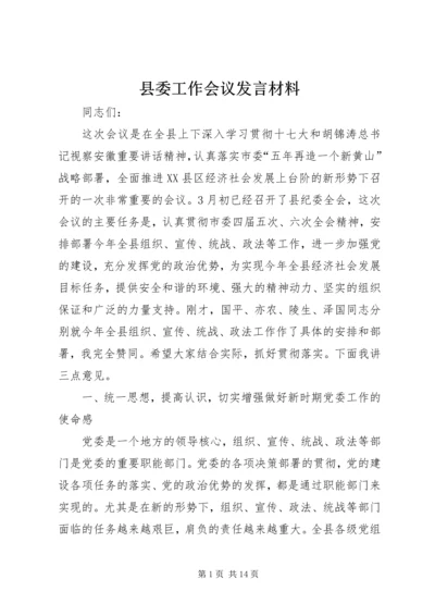 县委工作会议发言材料.docx