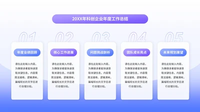 蓝紫色简约风5项列表PPT单页