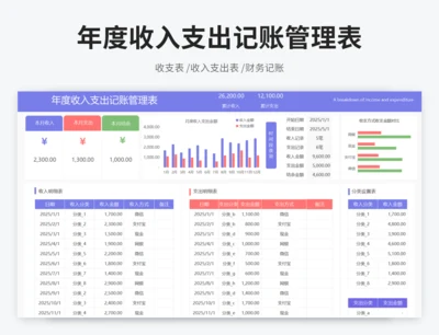 年度收入支出记账管理表