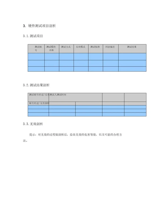 硬件测试报告计划模板