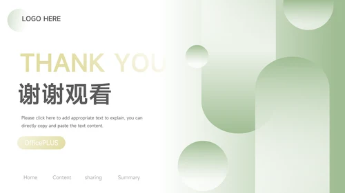 绿色简洁大气年终总结汇报PPT模板