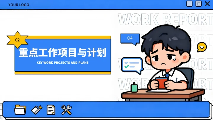 蓝色创意风季度工作汇报通用PPT模板