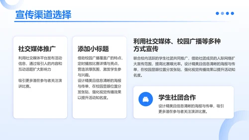 蓝色3D风成功的英语演讲比赛方案PPT模板