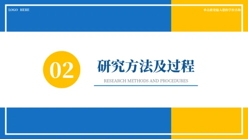 蓝黄色简约学术毕业论文答辩PPT模板