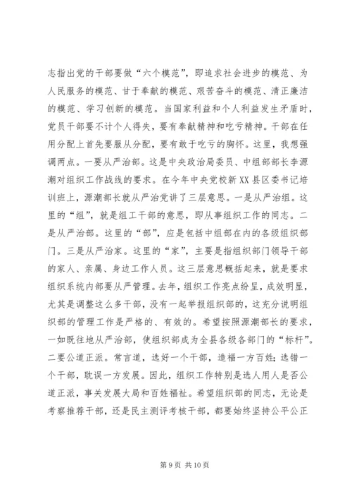 县委书记在全县组织工作调研座谈会上的讲话材料精选.docx