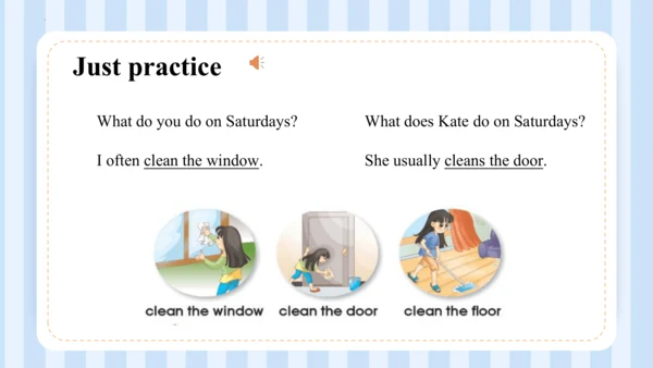 Unit 1  I go to school at 8：00 Lesson 5 - Lesson 6