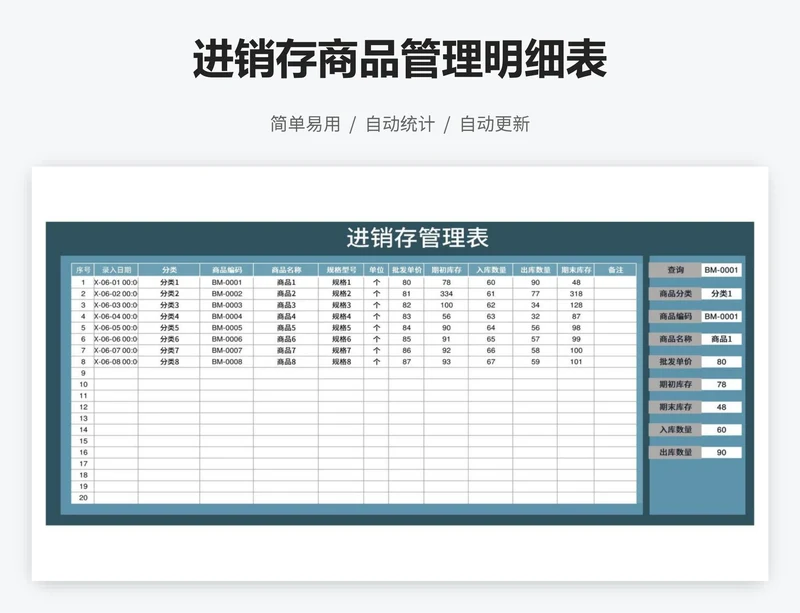 进销存商品管理明细表