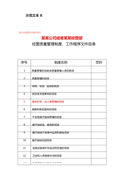 【二类医疗器械经营备案资料】_8.经营质量管理制度、工作程序等文件目录.docx