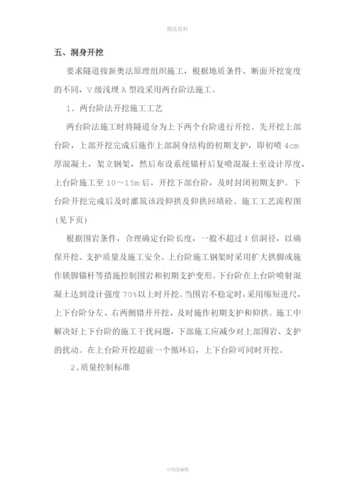 高速公路XX隧道V级浅埋A型段洞身开挖及初期支护专项施工方案.docx