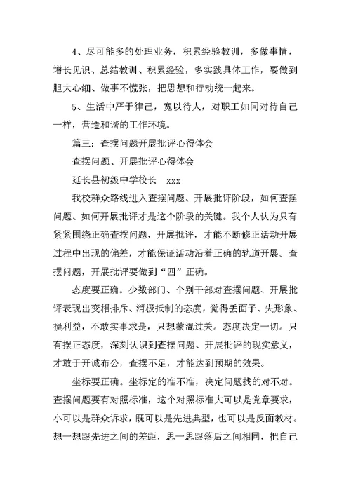 查摆问题心得体会