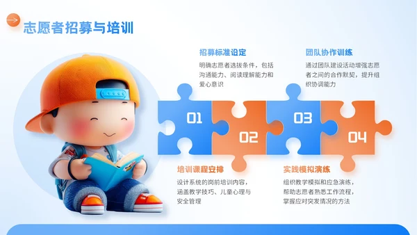 蓝橙色3D风暑期阅读兴趣班PPT模板