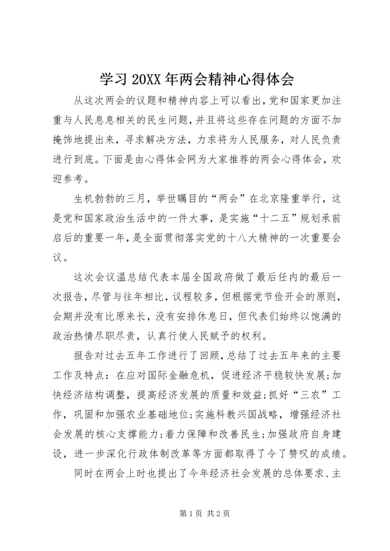 学习20XX年两会精神心得体会 (4).docx