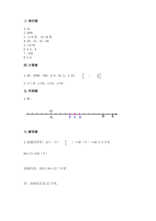 小学六年级下册数学期末卷及参考答案（满分必刷）.docx