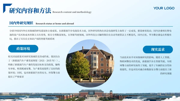 蓝色学术风文献汇报PPT模板